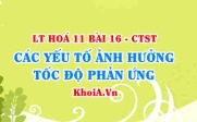 Ảnh hưởng của nồng độ, nhiệt độ, áp suất, bề mặt tiếp...
